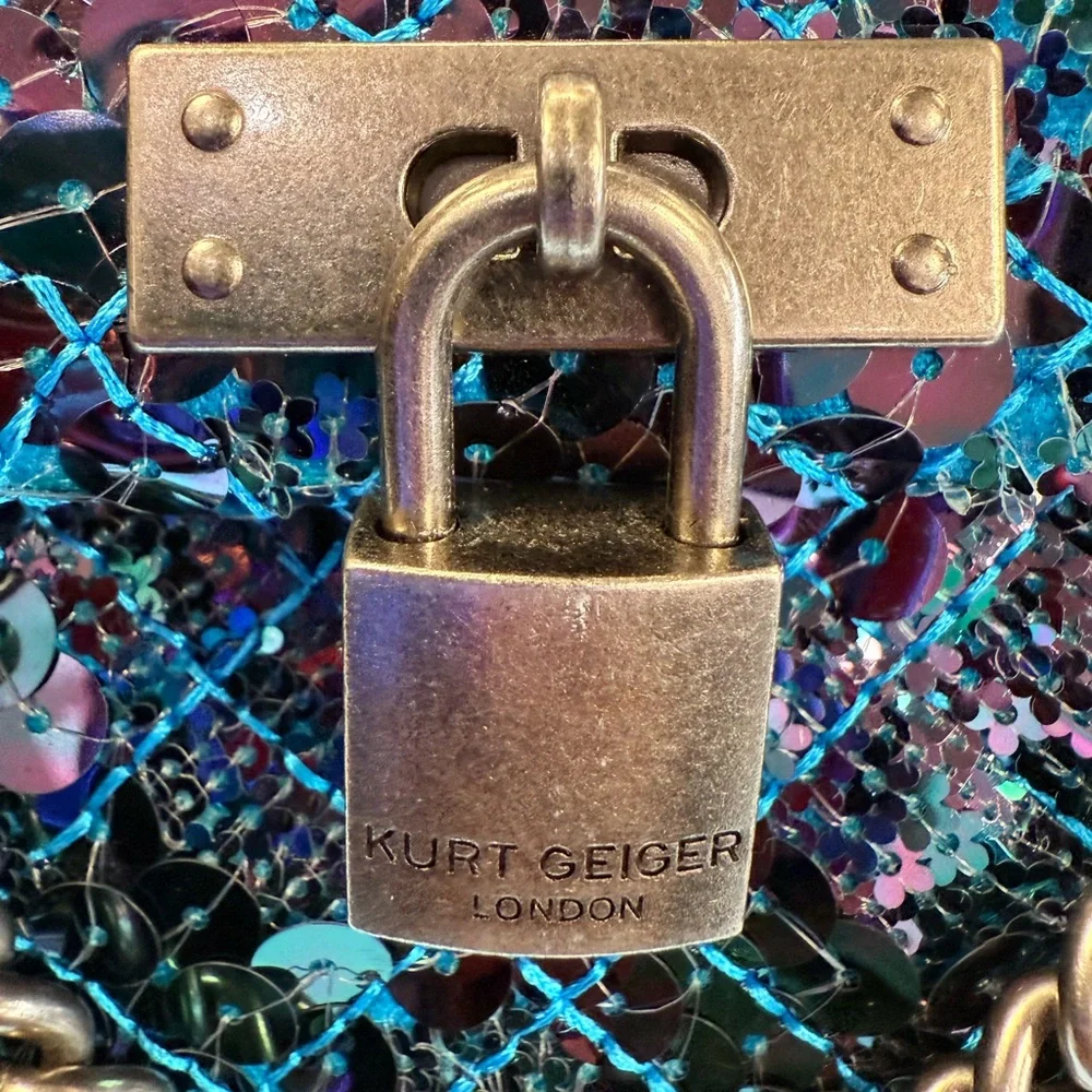 Pre Owned Kurt Geiger Blue and Pink Sequin Shoulder Bag - Picture 5 of 9